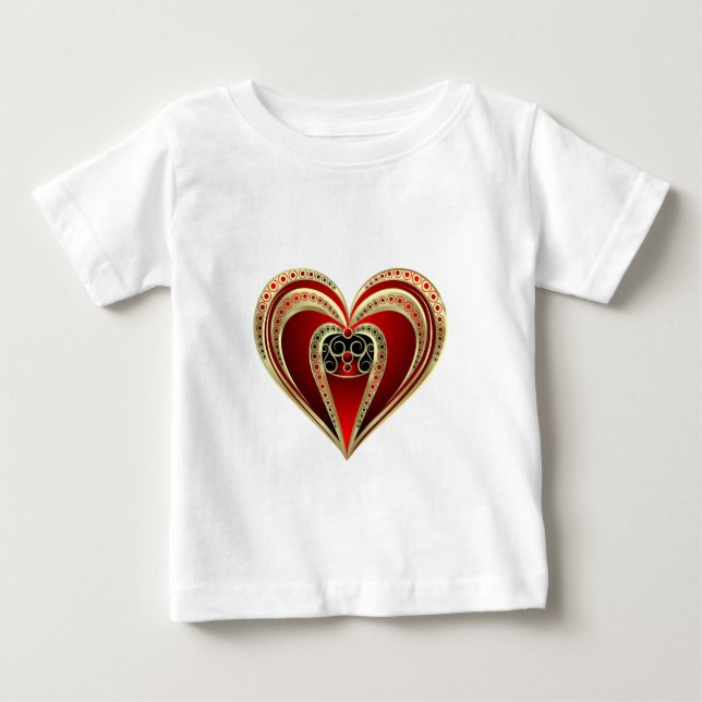 Guld och Red Heart Tee Shirt (Framsida)