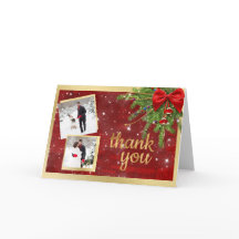 Guld och Red jul Bröllop Photo Tack