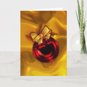 Guld och Red Julgran Bauble Kort
