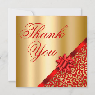 Guld och Red Leopard Shimmer Glam Gift Tack Kort