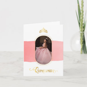 Guld och Ro Rosa Photo Quinceanera Inbjudan