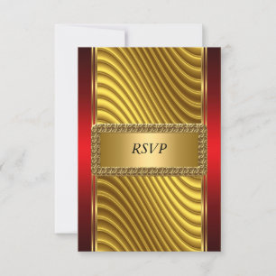 Guld och röd Art Deco Bar Mitzvah RSVP OSA Kort