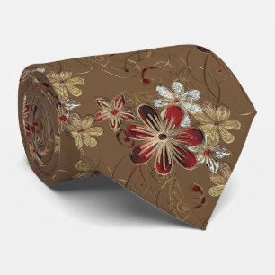 Guld och röd blomster                              slips