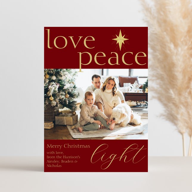 Guld och röd platt foto julkort (Skapare uppladdad)