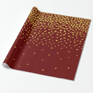 Guld och röda konfetti Hearts Presentpapper