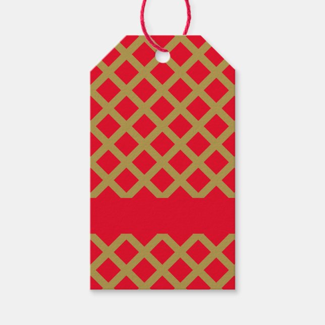 Guld och Röda lattice Presentetikett (Framsidan)