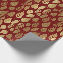 Guld och Röda Löv Mönster Presentpapper
