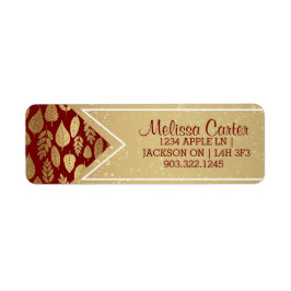 Guld och Röda Löv Mönster Returadress Etikett