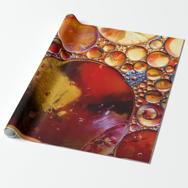 Guld och röda prickar presentpapper (Utrullad)