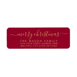 Guld och Röda skript, julreturadressetikett Returadress Etikett