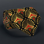 Guld och rödkonst Deco mönster på svart Slips<br><div class="desc">Guld och röd Art Deco mönster över en svart bakgrund.</div>