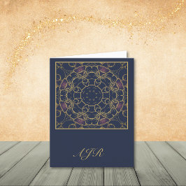 Guld och Rosa Abstrakt Blommigt Note Card Tack Kort