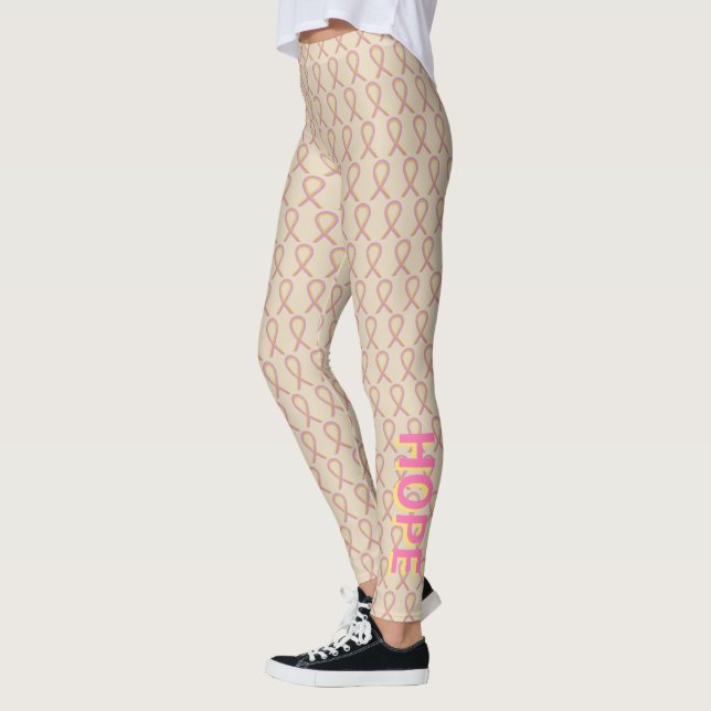 Guld och Rosa Awareness Ribbon Anpassningsbar Legg Leggings (Vänster)