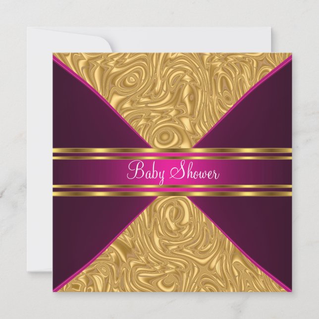 Guld och rosa baby shower inbjudan (Framsida)