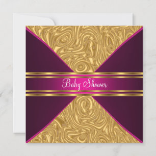 Guld och rosa baby shower inbjudan
