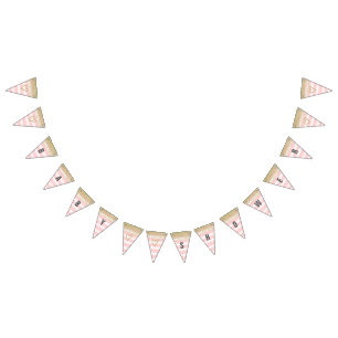 Guld- och rosa baby showerbaner vimplar