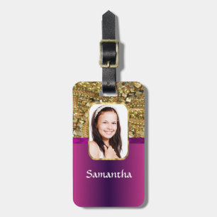 Guld och rosa bling bagagebricka