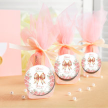 Guld och Rosa Blommigt Bow Baby Shower