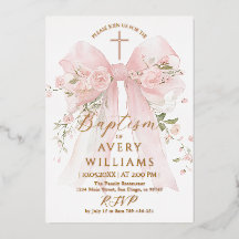 Guld och Rosa Blommigt Bow Boy Baptism Elegant