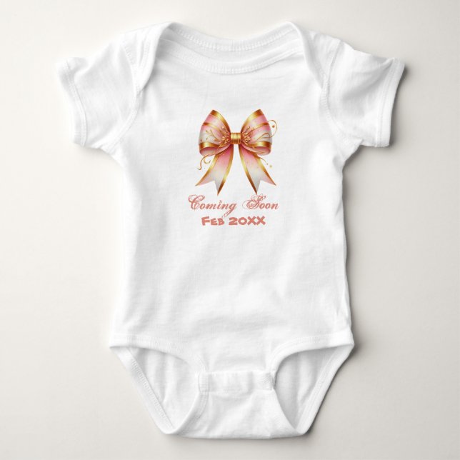 Guld och rosa blomsterbåge Bebisens välkomstfest T Shirt (Framsida)