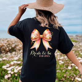 Guld och rosa blomsterbåge bröllopsdusch t shirt