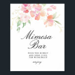 Guld- och rosa blomsterbröllopsdusch Mimosa barsky Poster<br><div class="desc">En blomsterdesign med vackra rosa akvarellblommor. Texten och färgerna på denna skylt affisch kan redigeras.</div>