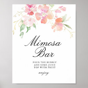 guld- och rosa blomsterbröllopsdusch mimosa barsky poster