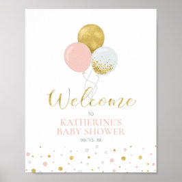 Guld och Rosa Bubblor | Välkomsthälsning för flick Poster