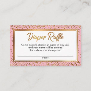 Guld och Rosa Confetti-diaper Raffle Biljett-kort Tilläggskort