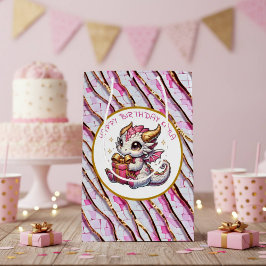 Guld och Rosa Dragon Girl's Birthday