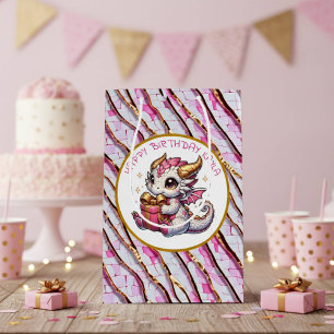 Guld och Rosa Dragon Girl's Birthday