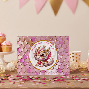 Guld och Rosa Dragon Girl's Birthday
