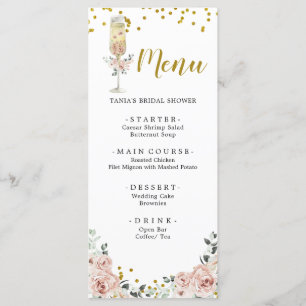 Guld och Rosa Dusty Ro Soiree Möhippa Menu Meny