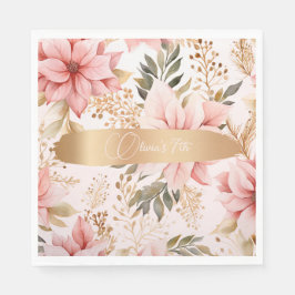 Guld och Rosa Fairy Birthday Pappersservett