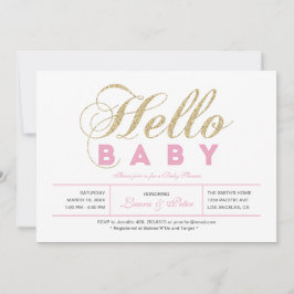 Guld och Rosa | Flickor, modern typisk babykläder Inbjudningar