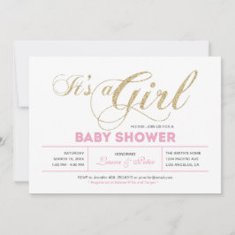 Guld och Rosa | Flickor, modern typisk babykläder Inbjudningar