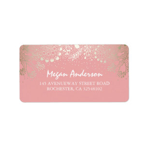 Guld och Rosa Garden Wonderland Bröllop Adressetikett