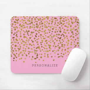 Guld och rosa glamörkonfetti musmatta