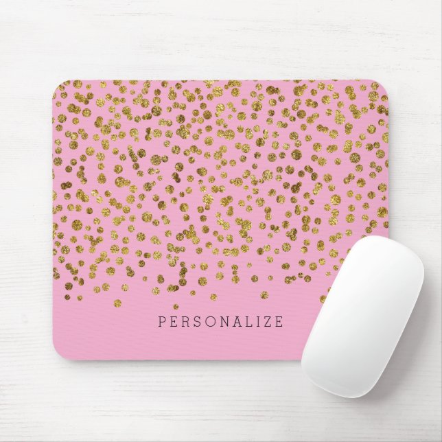Guld och rosa glamörkonfetti musmatta (Med mus)