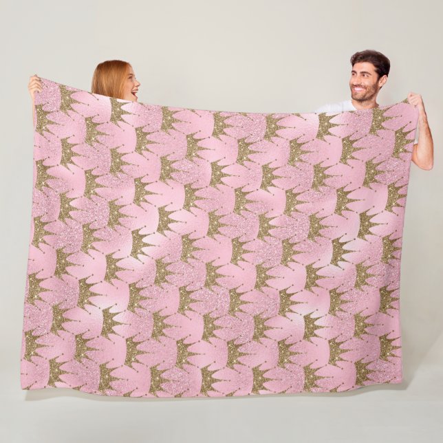 Guld och Rosa Glitter Fleecefilt (På plats)