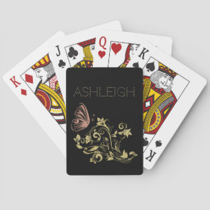 Guld och Rosa Gnistra Butterfly Personlig Casinokort