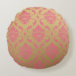 Guld- och rosa klassikerdamast rund kudde
