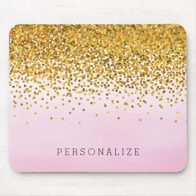 Guld- och rosa konfettivattenfärg musmatta (Framsidan)