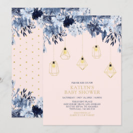 Guld och Rosa | Ljus Boho chic Baby Shower Inbjudningar