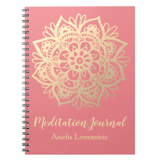 Guld och Rosa Mandala Meditation Journal Anteckningsbok