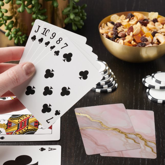 Guld och rosa marmorerad textur casinokort (På plats)