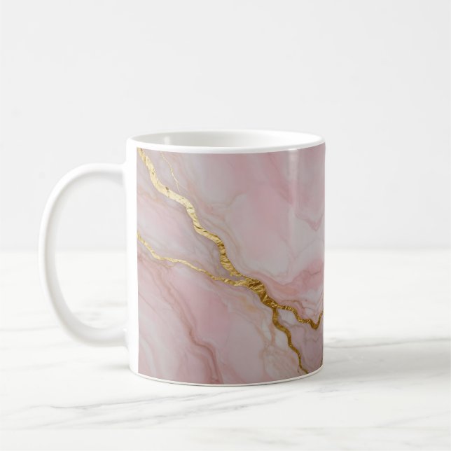 Guld och rosa marmorerad textur kaffemugg (Vänster)