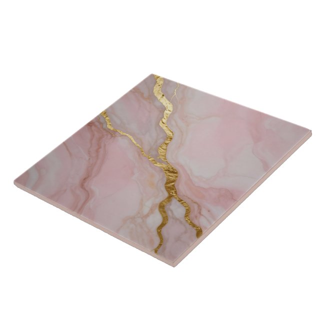 Guld och rosa marmorerad textur kakelplatta (Sidan)