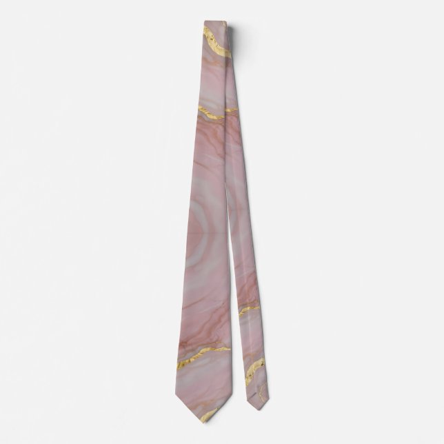 Guld och rosa marmorstruktur slips (Framsida)