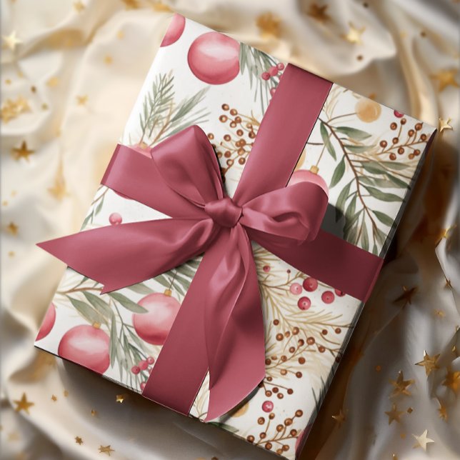 Guld och Rosa | Ornament | Botaniska Mönster Presentpapper (Skapare uppladdad)